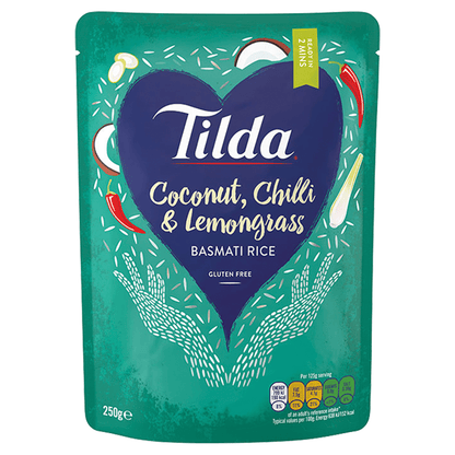 Tilda Coconut, Chilli & Lemongrass Basmati Rice 250g - UK Food & Drink - 5011157888224