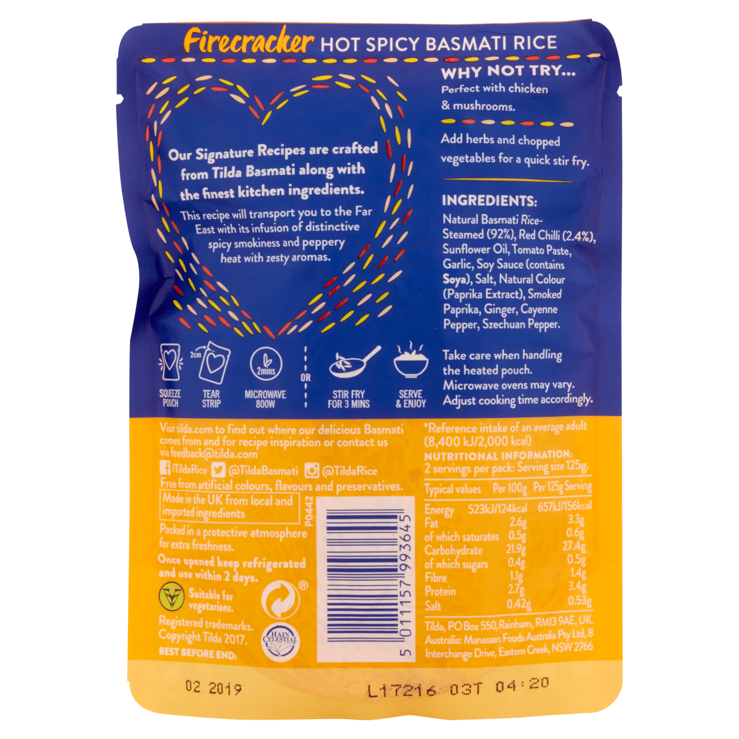 Tilda Microwave Hot Firecracker Basmati Rice 250g - UK Food & Drink - 5011157993645