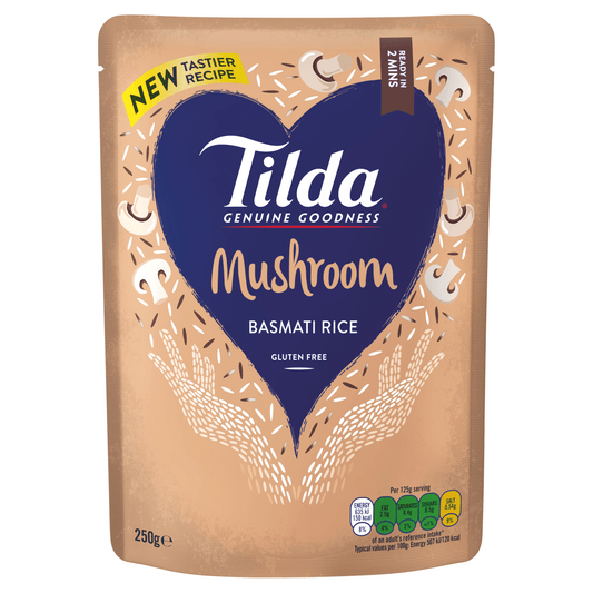 Tilda Microwave Mushroom Basmati Rice 250g - UK Food & Drink - 5011157888170