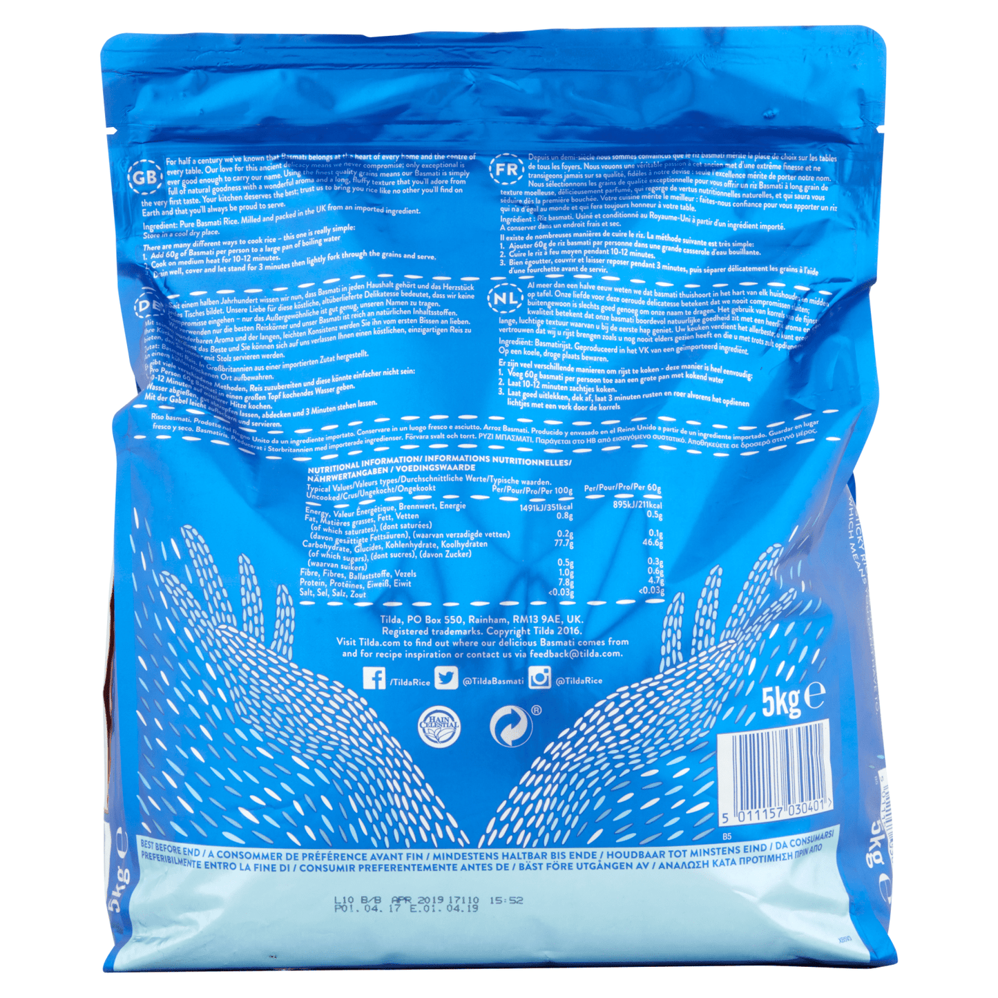 Tilda Pure Original Basmati Rice 5kg - UK Food & Drink - 5011157030401