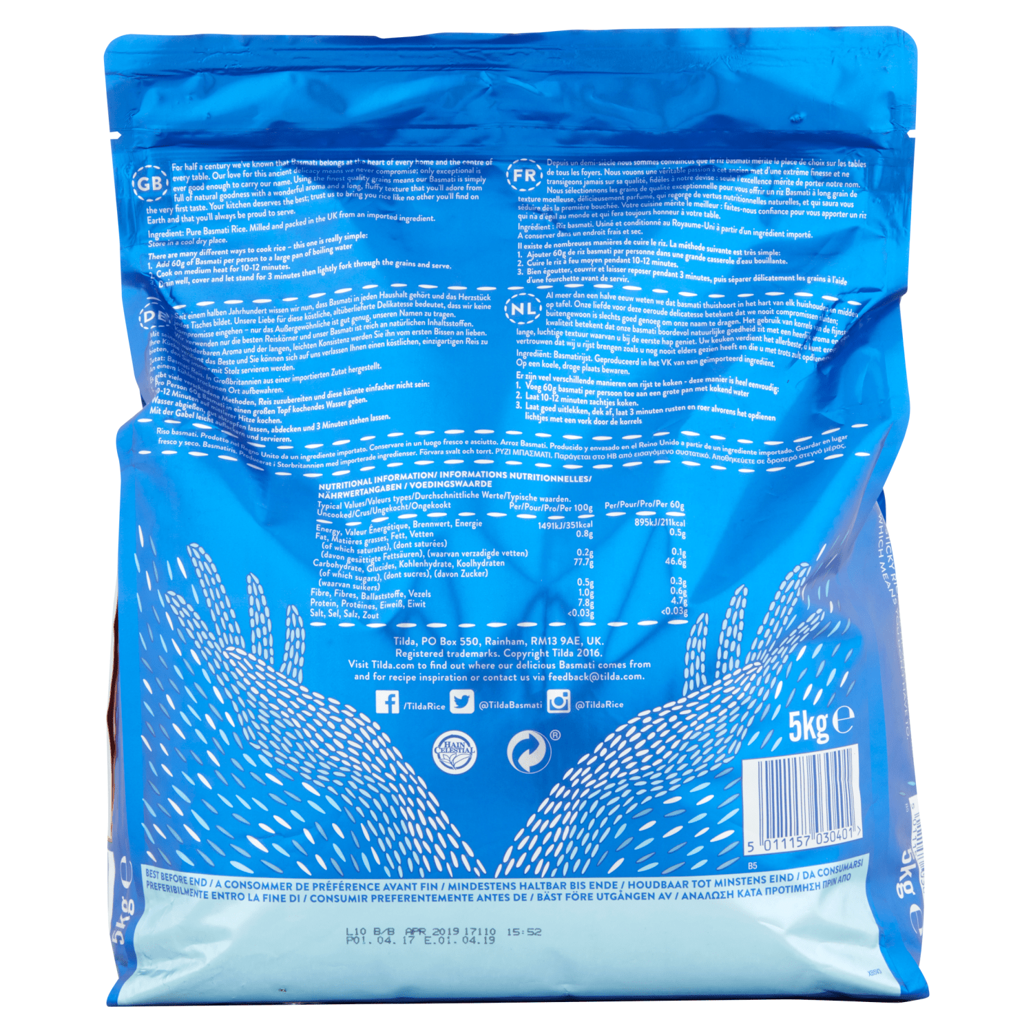 Tilda Pure Original Basmati Rice 5kg - UK Food & Drink - 5011157030401