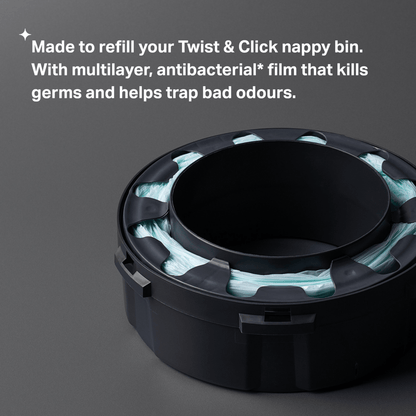Tommee Tippee 3x Twist & Click Advanced Nappy Bin Refill Cassettes, GREENFILM - UK Food & Drink - 5010415510075