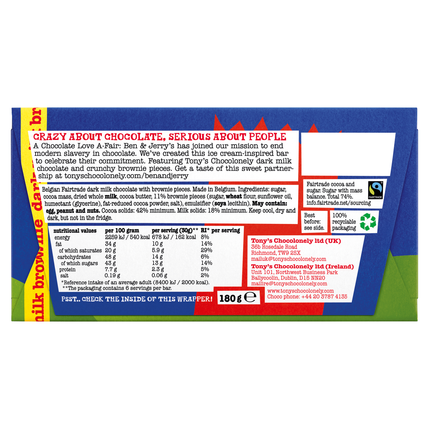 Tony's Chocolonely Chocolate Love A - Fair 180g - UK Food & Drink - 8719956498138