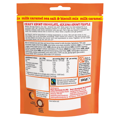 Tony's Chocolonely Littl' Bits Milk Caramel Sea Salt & Biscuit Mix 100g - UK Food & Drink - 8719956494437