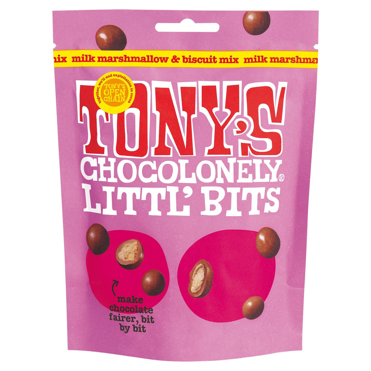 Tony's Chocolonely Littl' Bits Milk Marshmallow & Biscuit Mix 100g - UK Food & Drink - 8719956496622