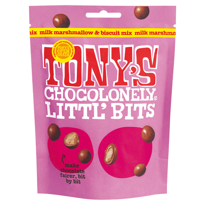 Tony's Chocolonely Littl' Bits Milk Marshmallow & Biscuit Mix 100g - UK Food & Drink - 8719956496622