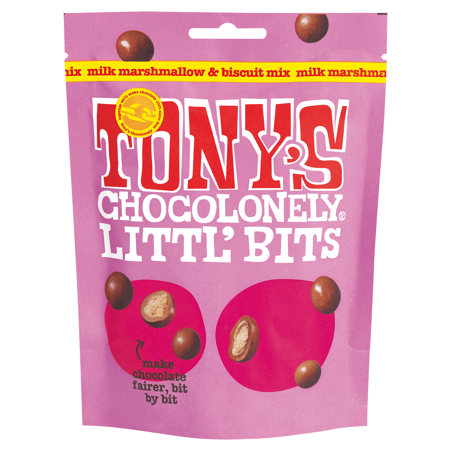 Tony's Chocolonely Littl' Bits Milk Marshmallow & Biscuit Mix 100g - UK Food & Drink - 8719956496622
