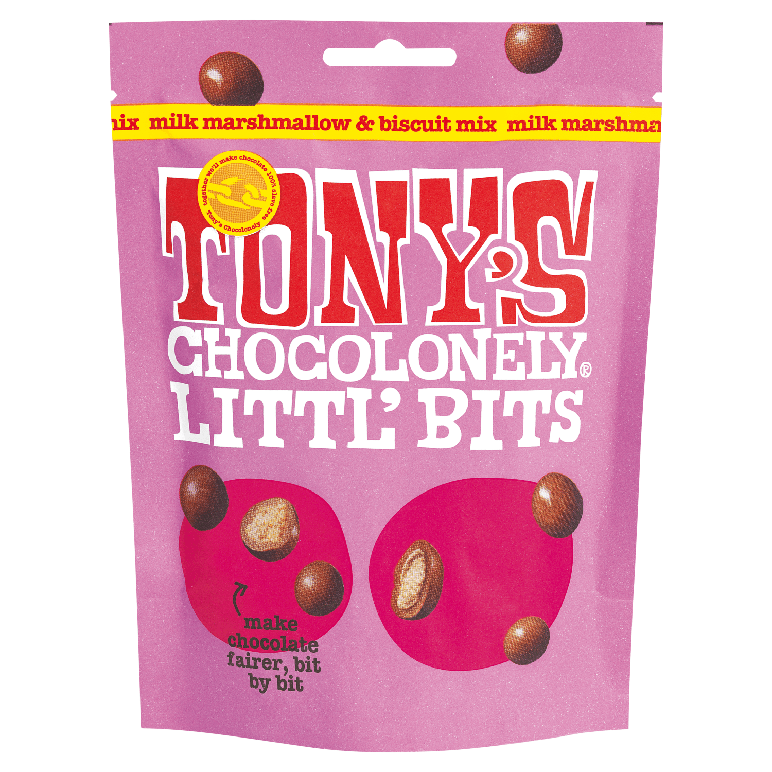 Tony's Chocolonely Littl' Bits Milk Marshmallow & Biscuit Mix 100g - UK Food & Drink - 8719956496622