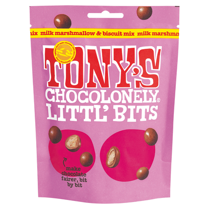 Tony's Chocolonely Littl' Bits Milk Marshmallow & Biscuit Mix 100g - UK Food & Drink - 8719956496622