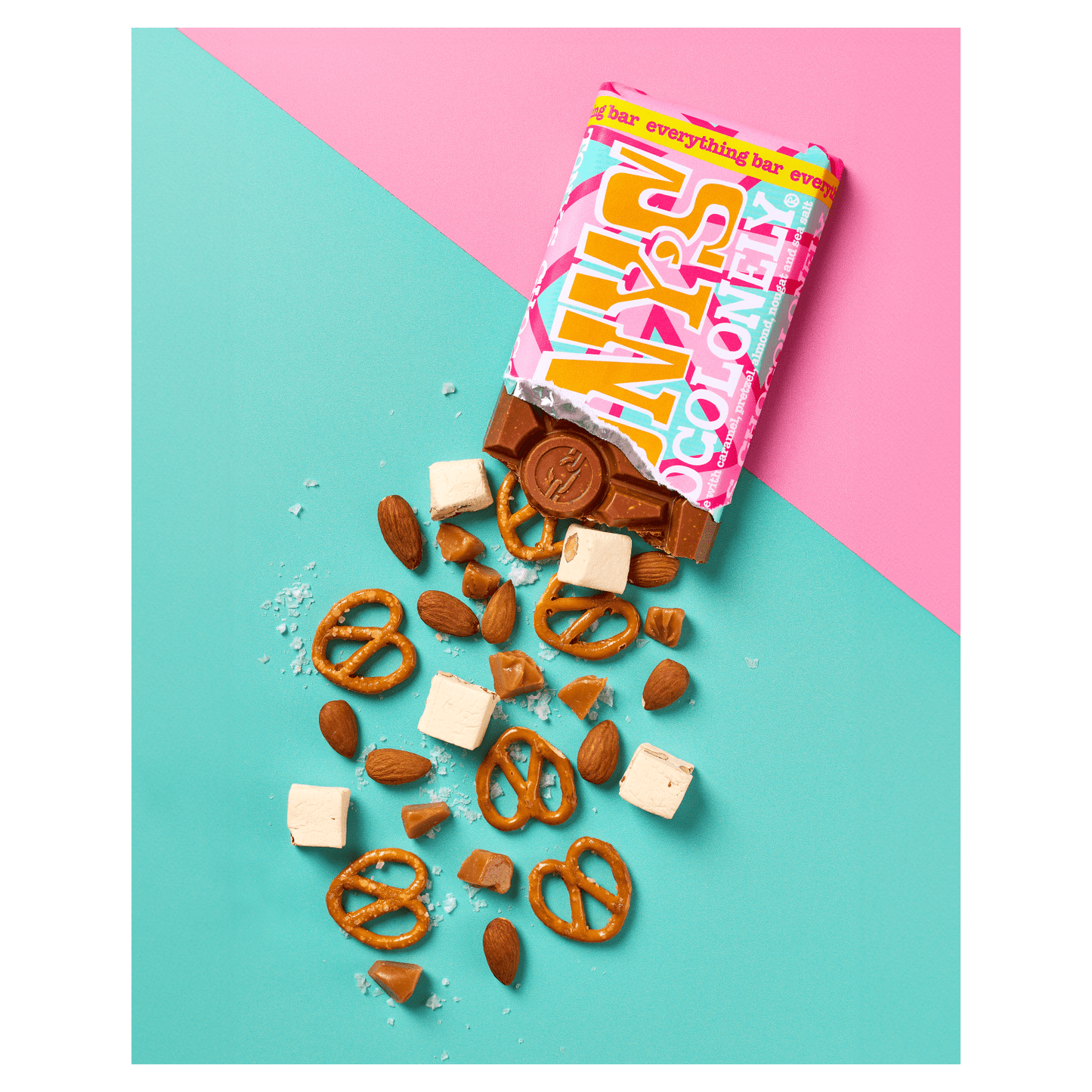 Tony's Chocolonely Milk Chocolate with Caramel, Pretzel, Almond, Nougat and Sea Salt 180g - UK Food & Drink - 8720701144538