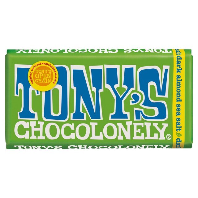 Tony's Dark Chocolate 61% Almond Sea Salt 180g - UK Food & Drink - 8717677339877