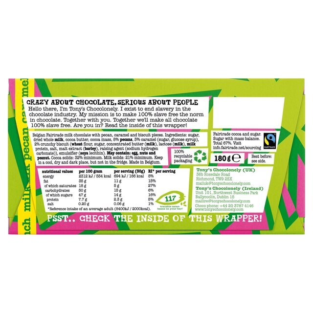 Tony's Milk Chocolate Pecan Caramel Crunch 180g - UK Food & Drink - 8720701140059