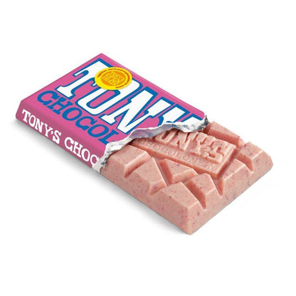 Tony's White Chocolate Raspberry Popping Candy Chocolate Bar 180g - UK Food & Drink - 8719956491559