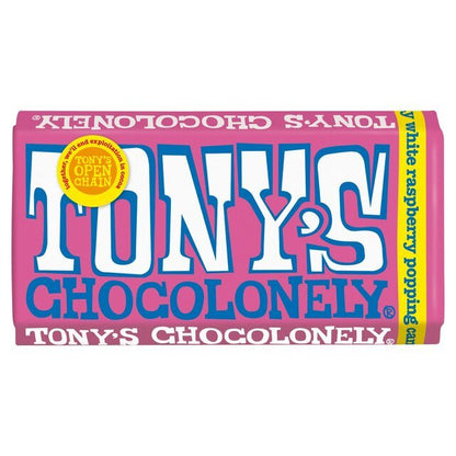 Tony's White Chocolate Raspberry Popping Candy Chocolate Bar 180g - UK Food & Drink - 8719956491559