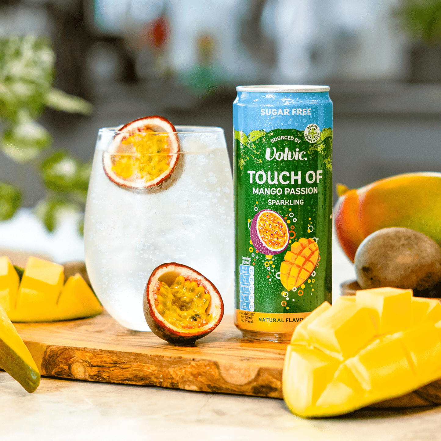 Touch of Mango Passion Sparkling Sugar Free Flavoured Water sourced by Volvic 330ml - UK Food & Drink - 5050432003624