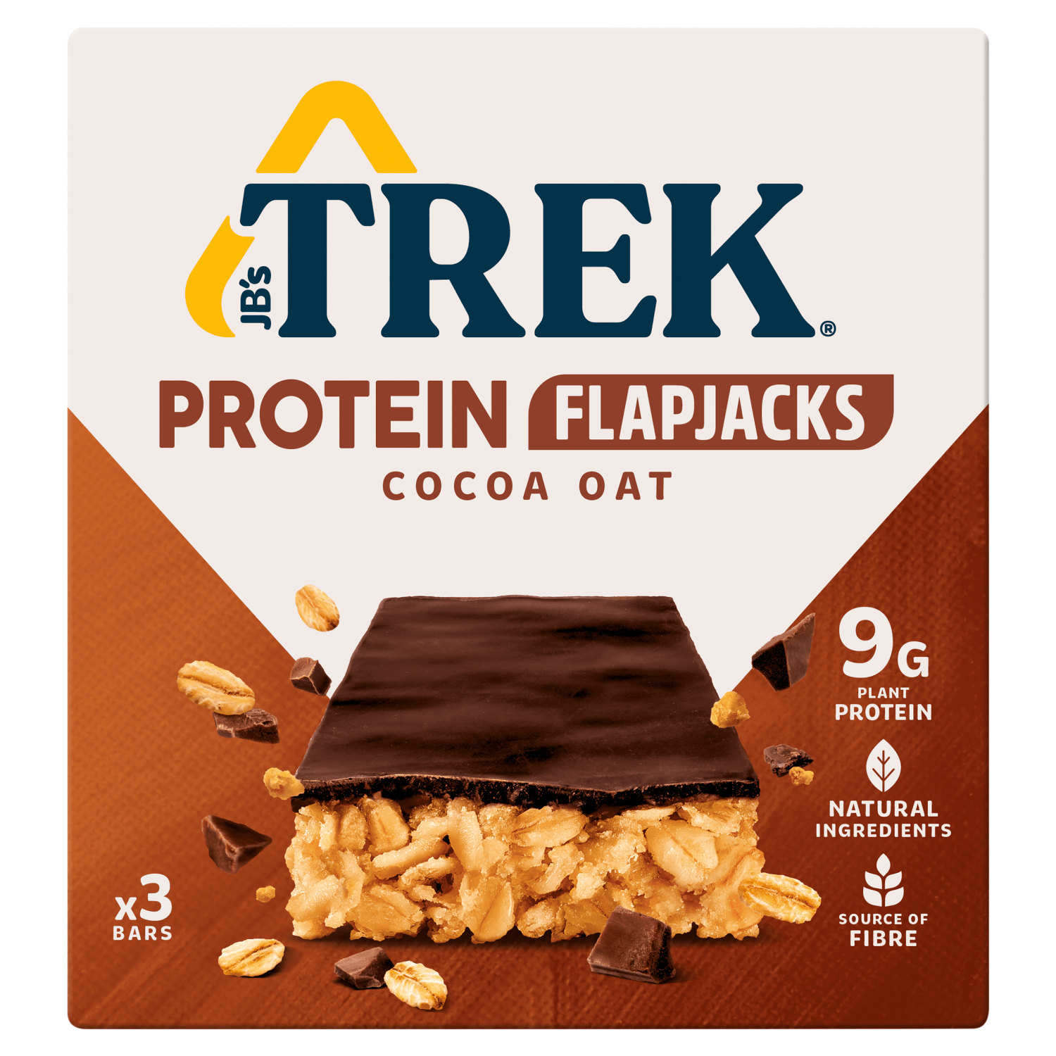 Trek Cocoa Oat Protein Flapjacks Bars 3 x 50g - UK Food & Drink - 5060088704097