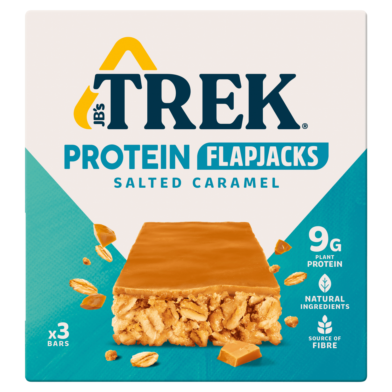 Trek Salted Caramel Protein Flapjacks Bars 3 x 50g - UK Food & Drink - 5060088709047