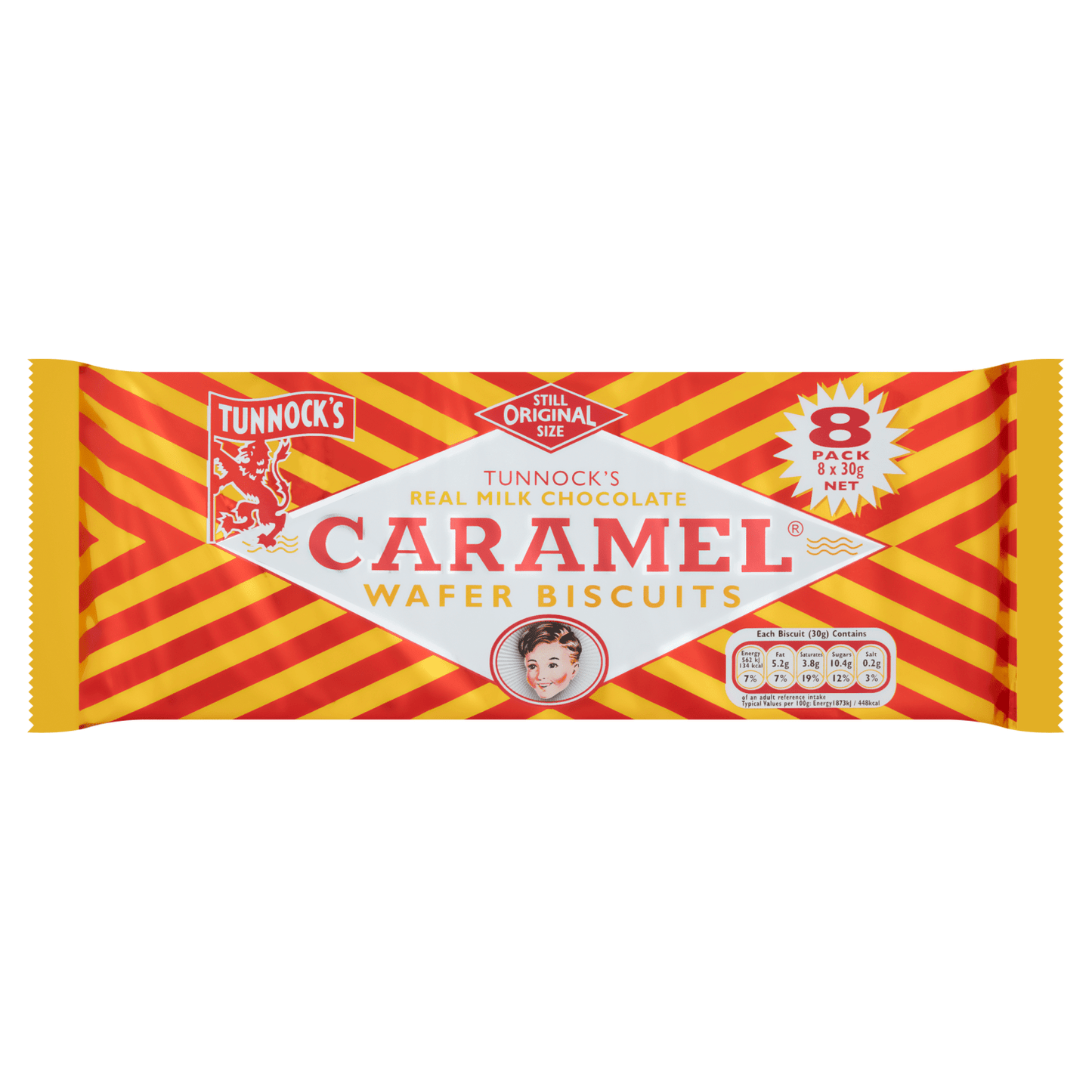 TUNNOCK'S Caramel Wafer Biscuits 8 x 30g - UK Food & Drink - 5010975070095
