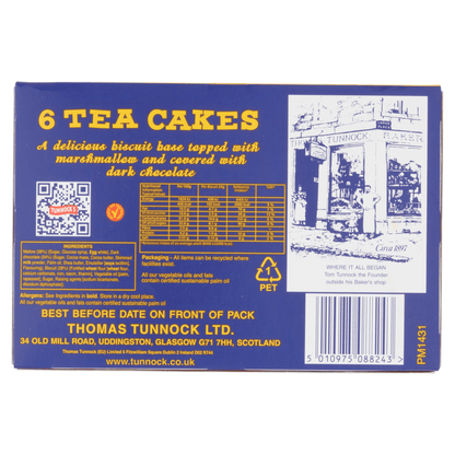 Tunnock's Dark Chocolate Tea Cakes 6 x 24g - UK Food & Drink - 5010975088243