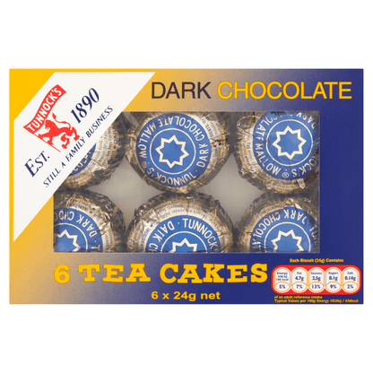 Tunnock's Dark Chocolate Tea Cakes 6 x 24g - UK Food & Drink - 5010975088243