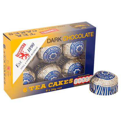 Tunnock's Dark Chocolate Tea Cakes 6 x 24g - UK Food & Drink - 5010975088243