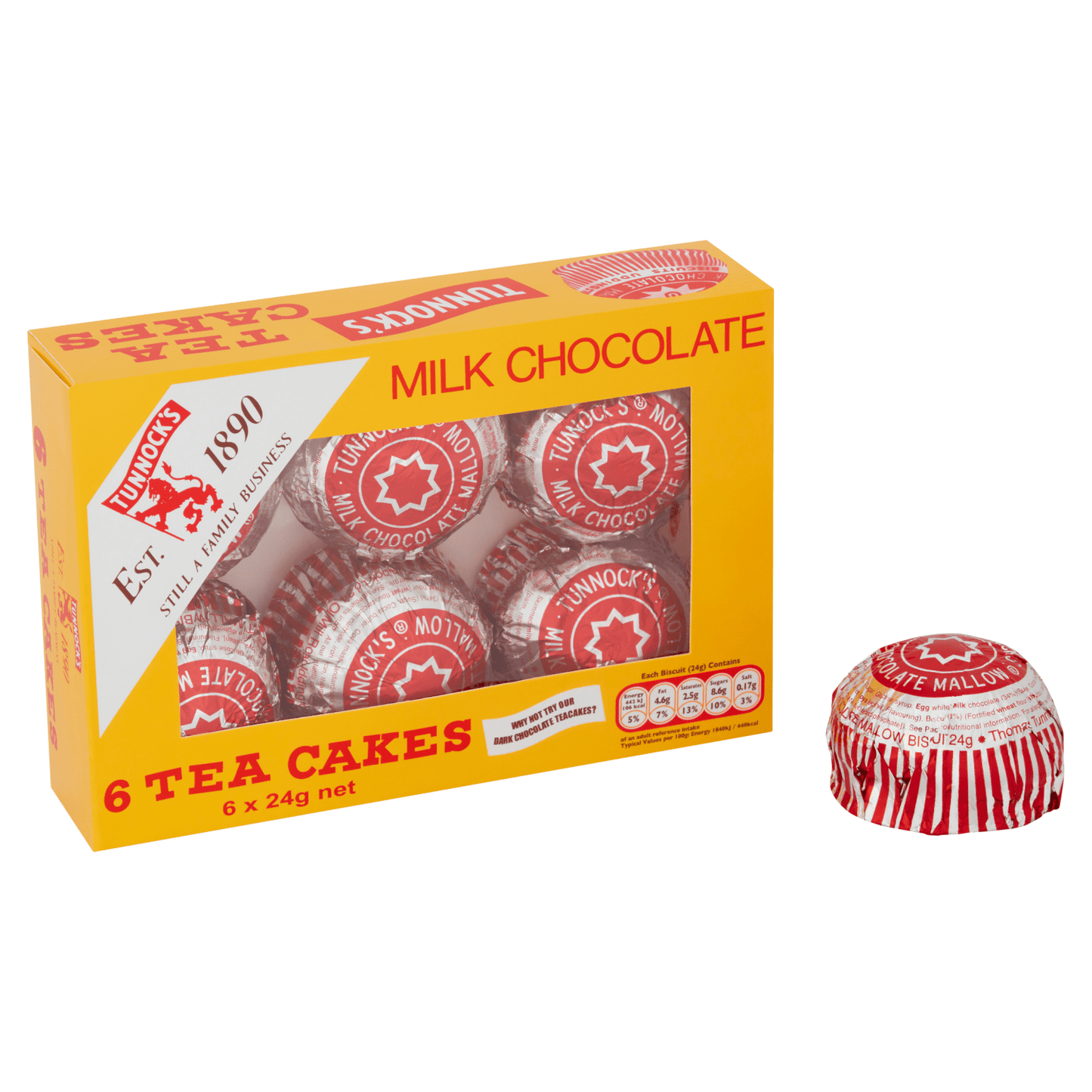 Tunnock's Milk Chocolate Tea Cakes 6 x 24g - UK Food & Drink - 5010975030020