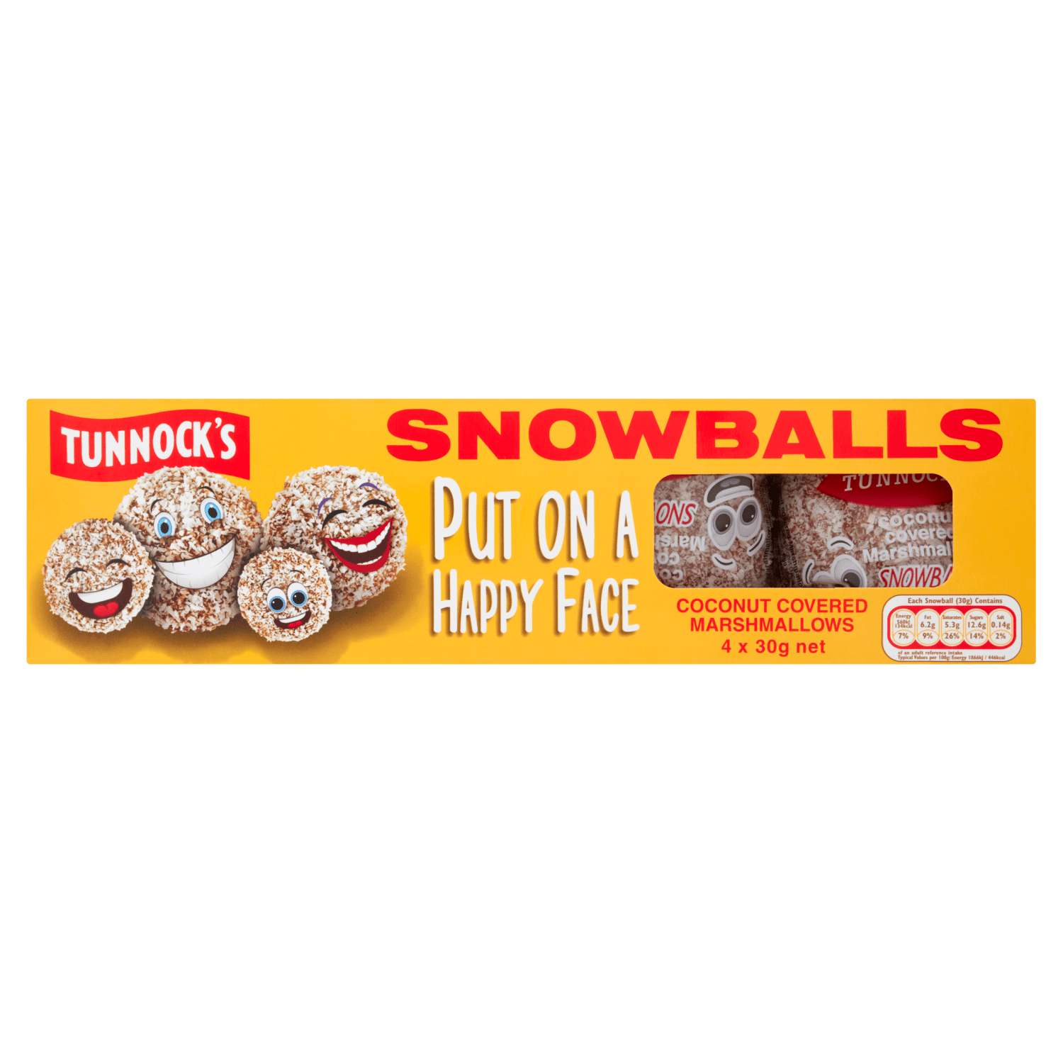 Tunnock's Snowballs Coconut Covered Marshmallows 4 x 30g (120g) - UK Food & Drink - 5010975040029