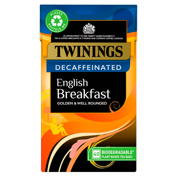 Twinings English Breakfast Decaffeinated 40 Plant - Based Tea Bags 109g - UK Food & Drink - 70177231460