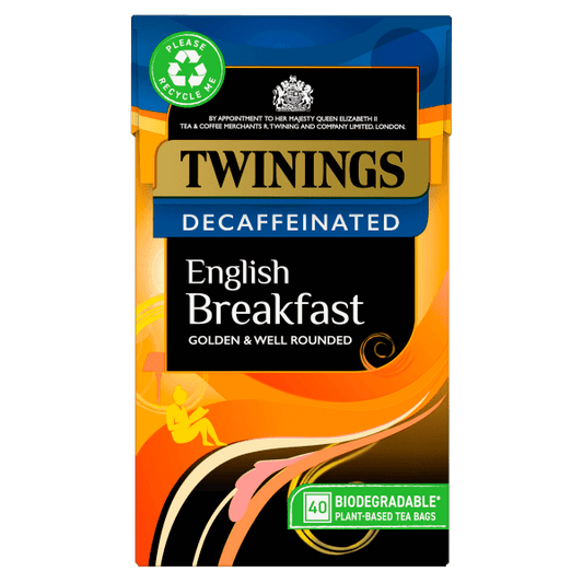 Twinings English Breakfast Decaffeinated 40 Plant - Based Tea Bags 109g - UK Food & Drink - 70177231460