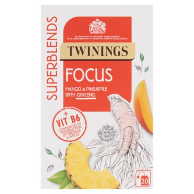Twinings Superblends Focus Mango & Pineapple with Ginseng Tea Bags 30g - UK Food & Drink - 70177225889