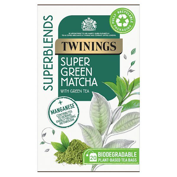 Twinings Superblends Super Green Matcha 20 Plant - Based Tea Bags 40g - UK Food & Drink - 70177231255