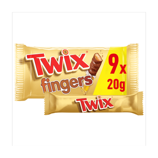 Twix Caramel & Milk Chocolate Fingers Biscuit Snack Bars Multipack 9x20g - UK Food & Drink - 5000159557696