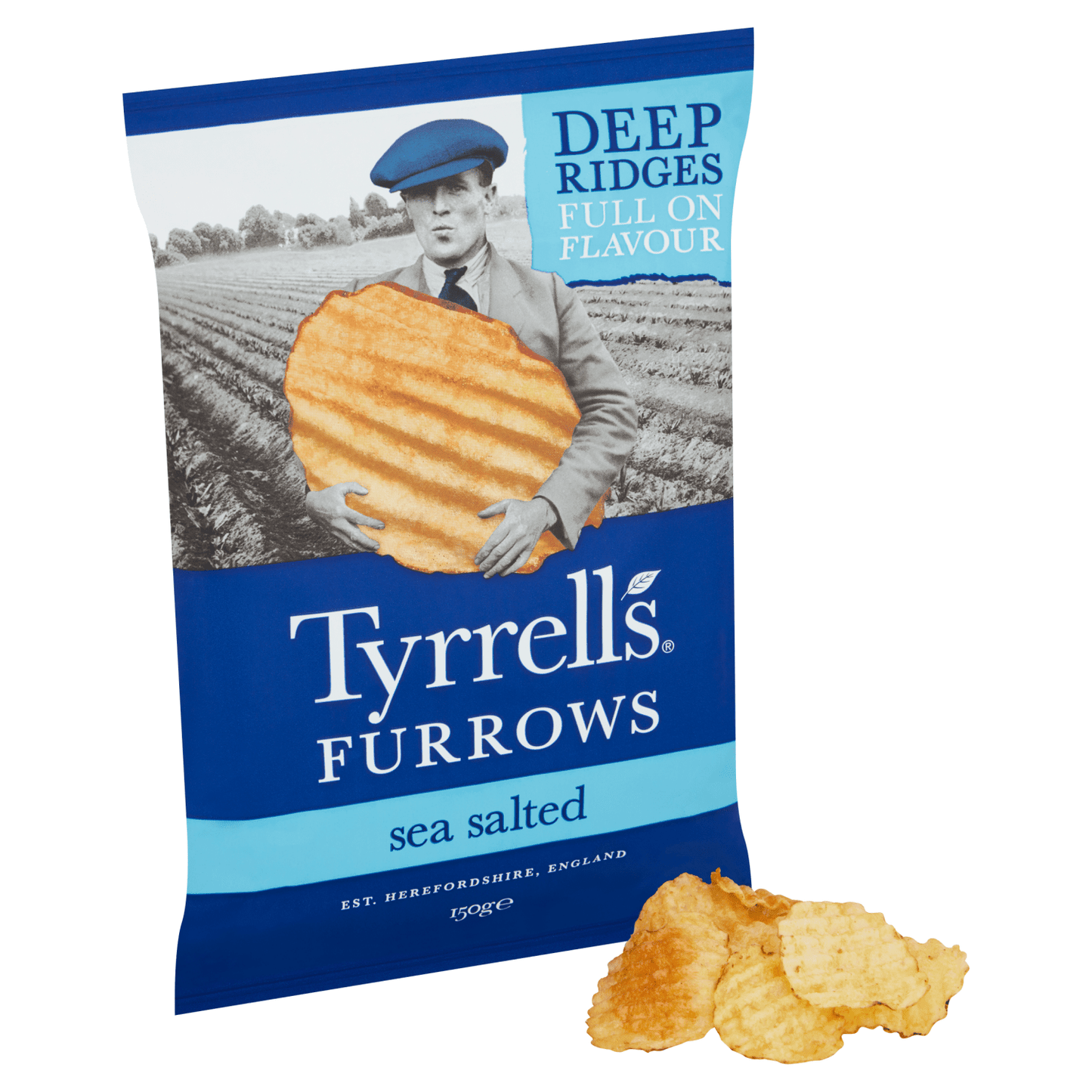 Tyrrell's Furrows Sea Salted 150g - UK Food & Drink - 5060042643325
