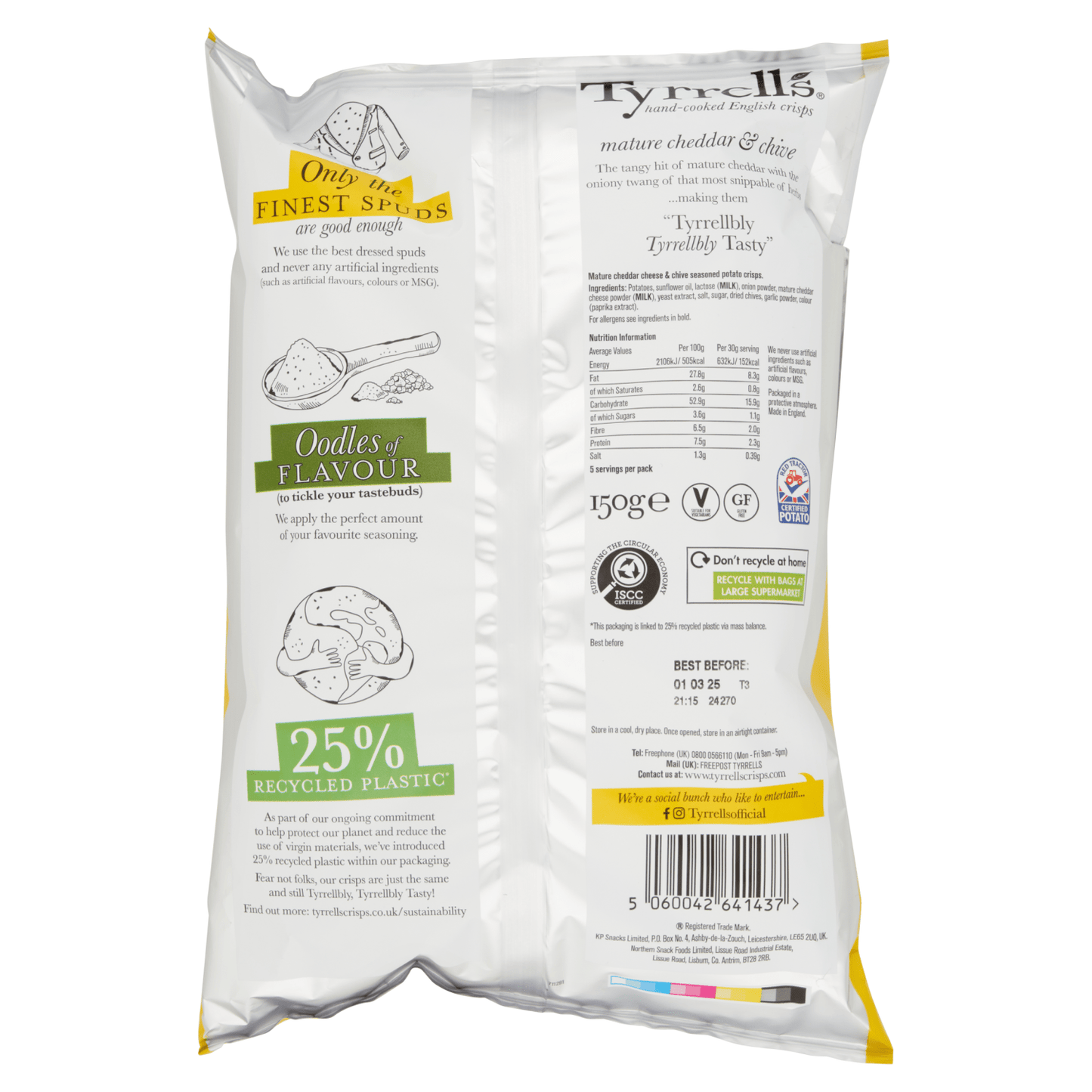 Tyrrells Mature Cheddar & Chive 150g - UK Food & Drink - 5060042641437