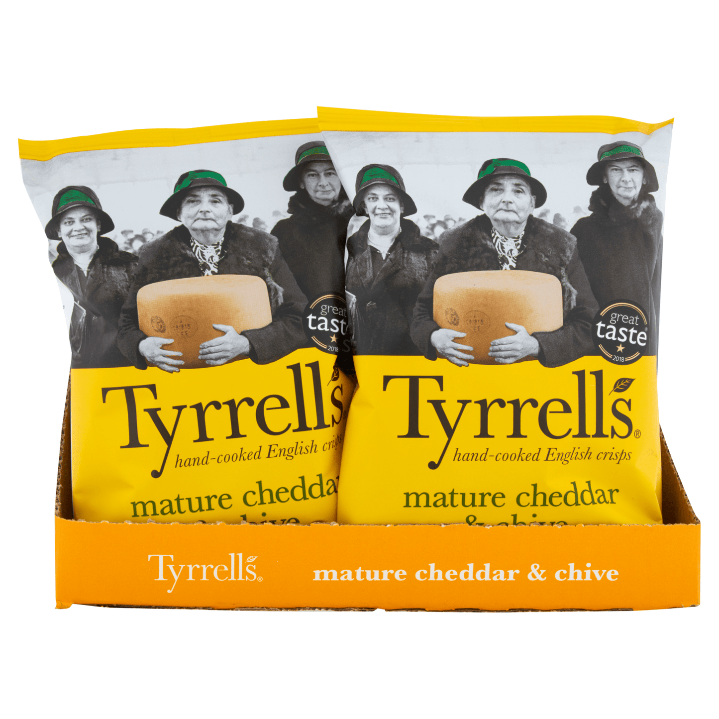 Tyrrells Mature Cheddar & Chive Hand - Cooked English Crisps 40g - UK Food & Drink - 5060042640768
