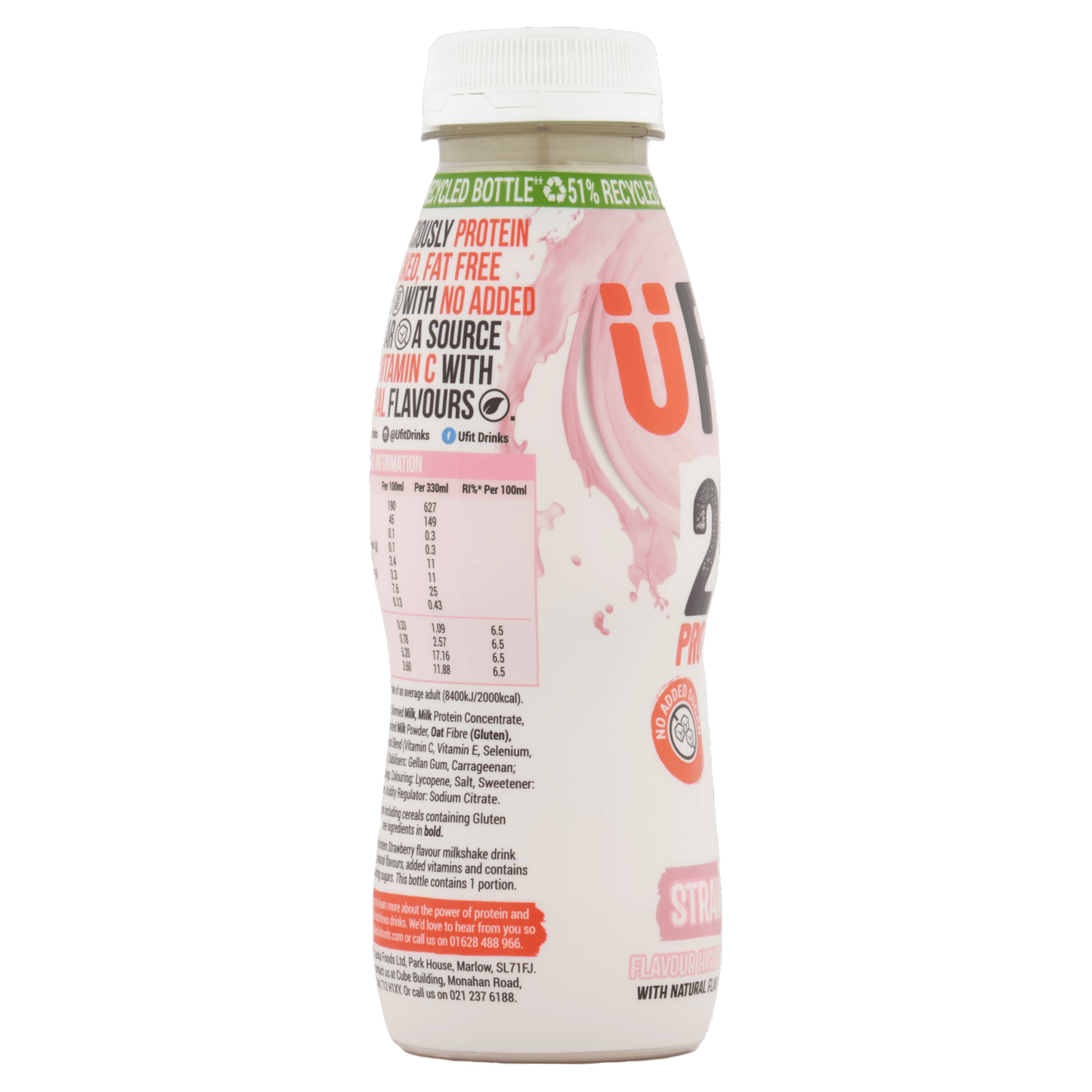 UFIT Strawberry Flavour High Protein Milkshake 330ml - UK Food & Drink - 5060317321767