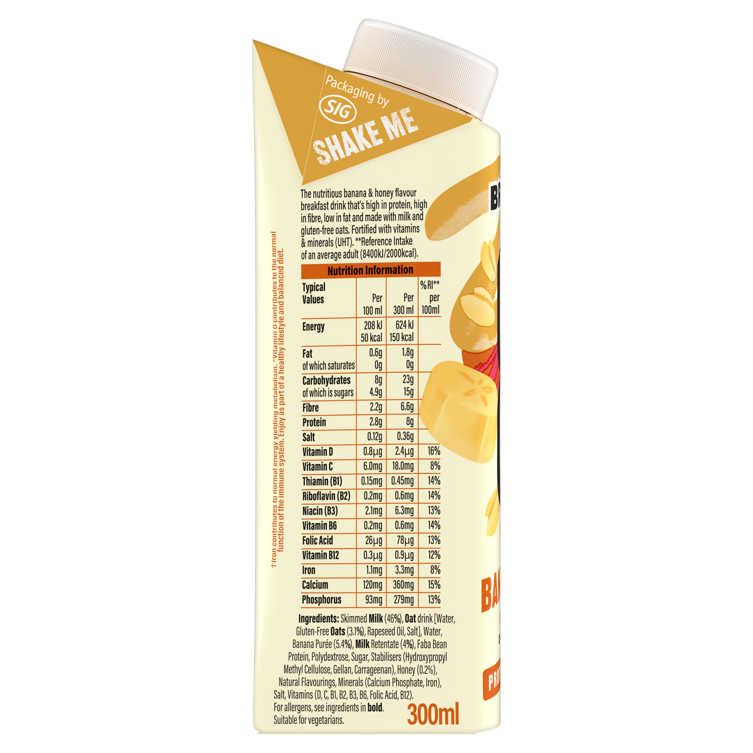 Up & Go Breakfast Shake Banana & Honey 300ml - UK Food & Drink - 5060406462487