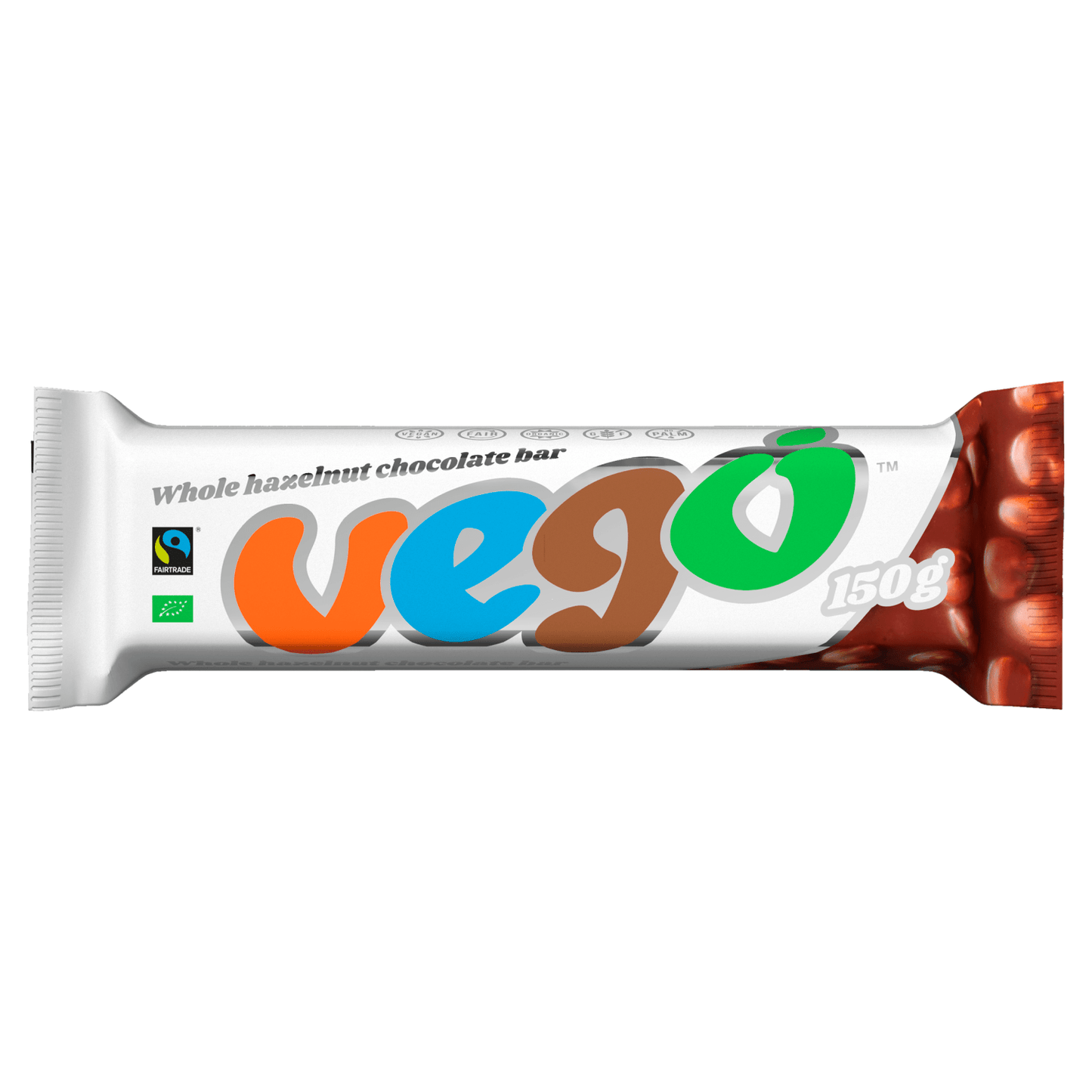 Vego Fairtrade Organic Whole Hazelnut Chocolate Bar 150g - UK Food & Drink - 4260334140001