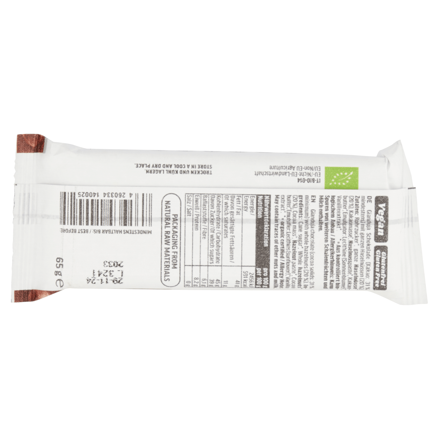 Vego Mini Whole Hazelnut Chocolate Bar 65g - UK Food & Drink - 4260334140025