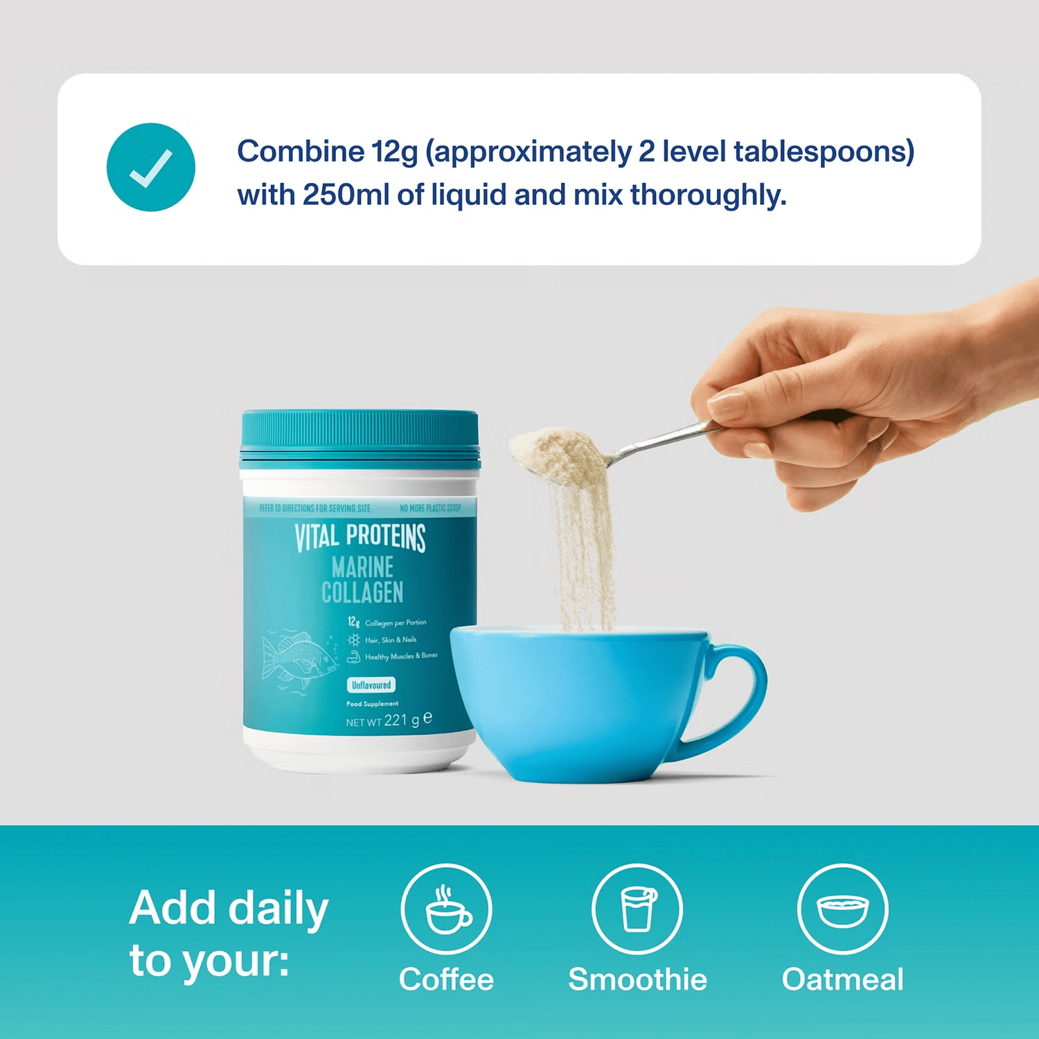 Vital Proteins Unflavoured Marine Collagen Food Supplement 221g - UK Food & Drink - 8445291270053