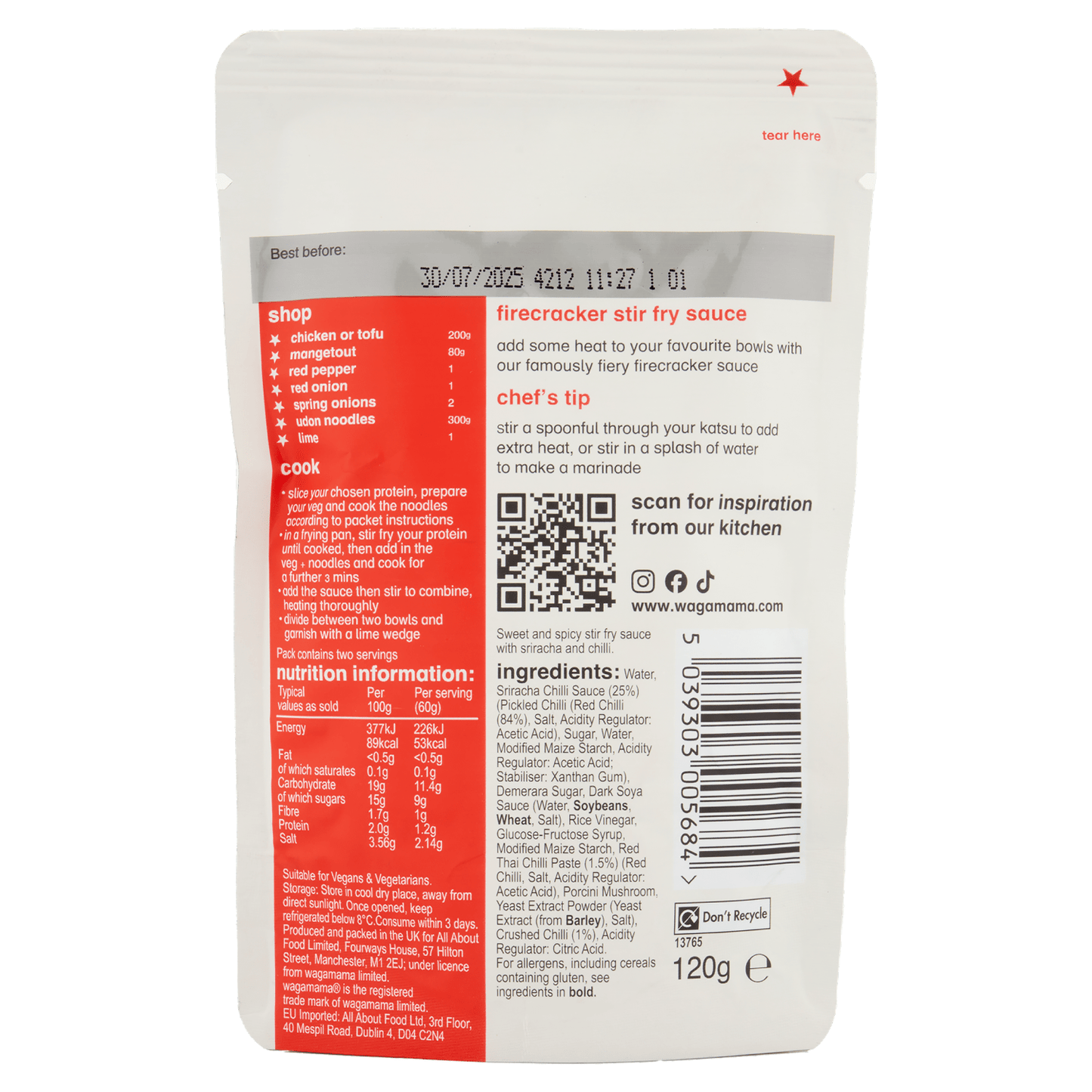 Wagamama Firecracker Stir Fry Sauce 120g - UK Food & Drink - 5039303005684