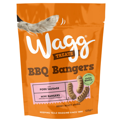Wagg Treats BBQ Bangers 125g - UK Food & Drink - 5013919003661