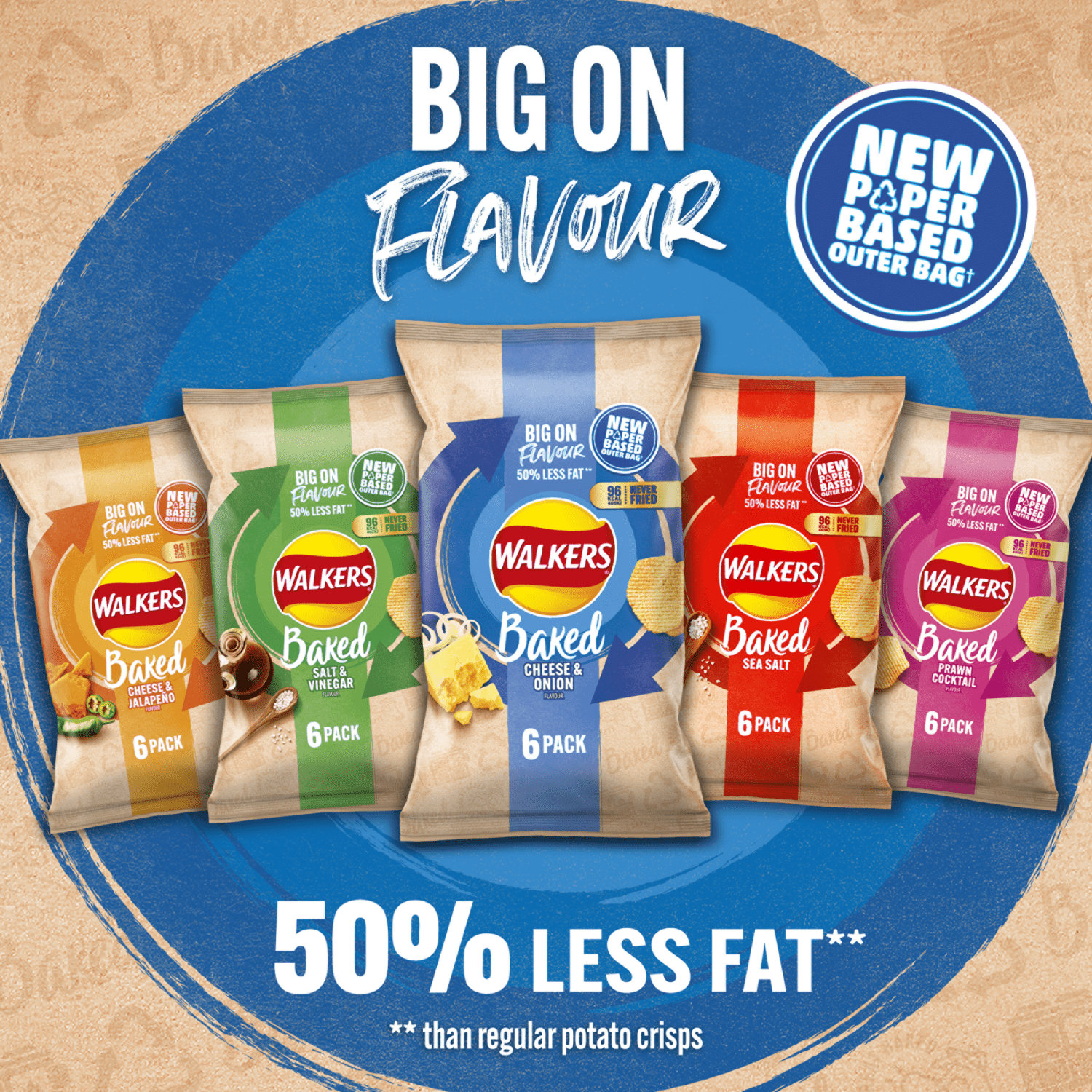 Walkers Baked Cheese & Onion Multipack Snacks Crisps 6 x 22g - UK Food & Drink - 5000328015873