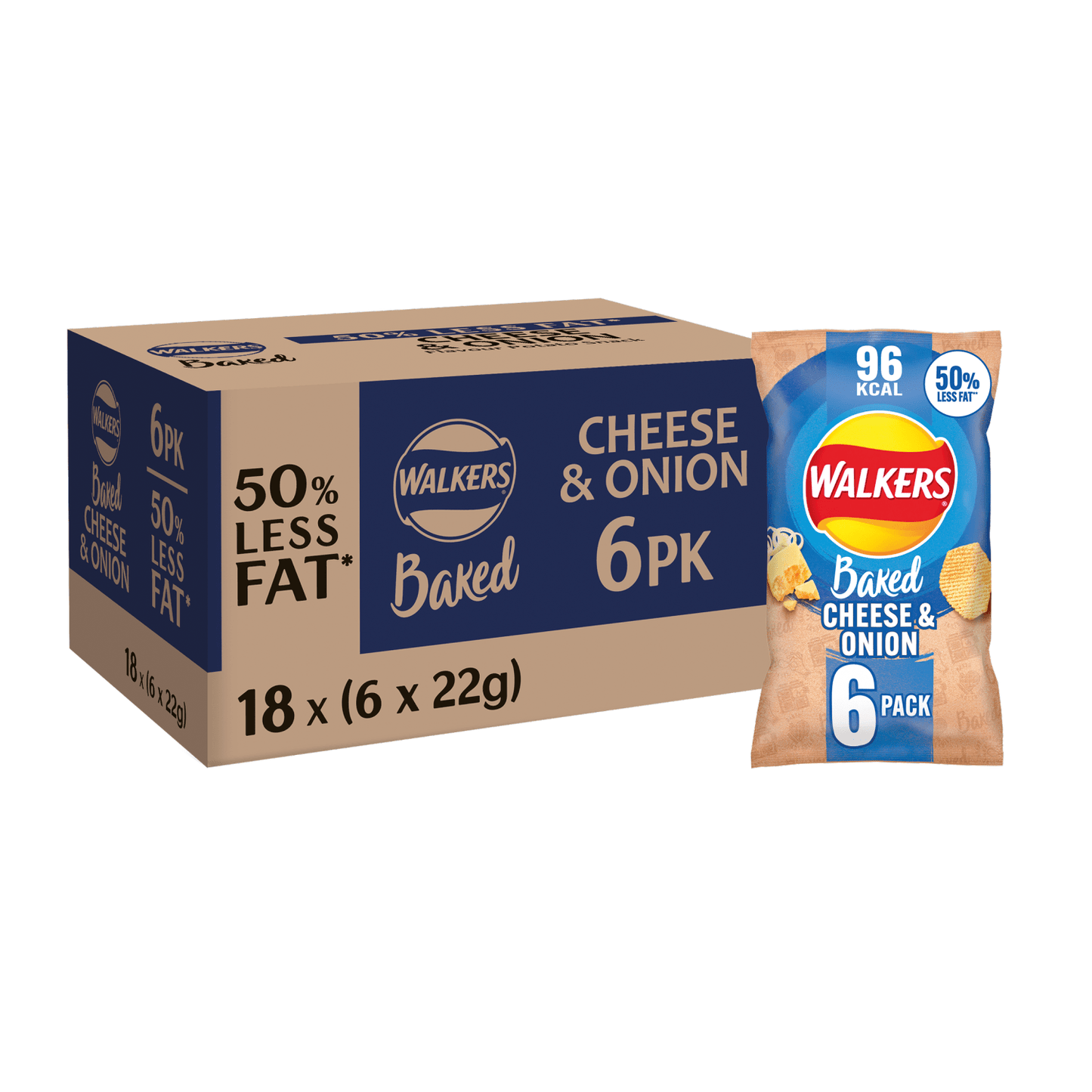 Walkers Baked Cheese & Onion Multipack Snacks Crisps 6 x 22g - UK Food & Drink - 5000328015873