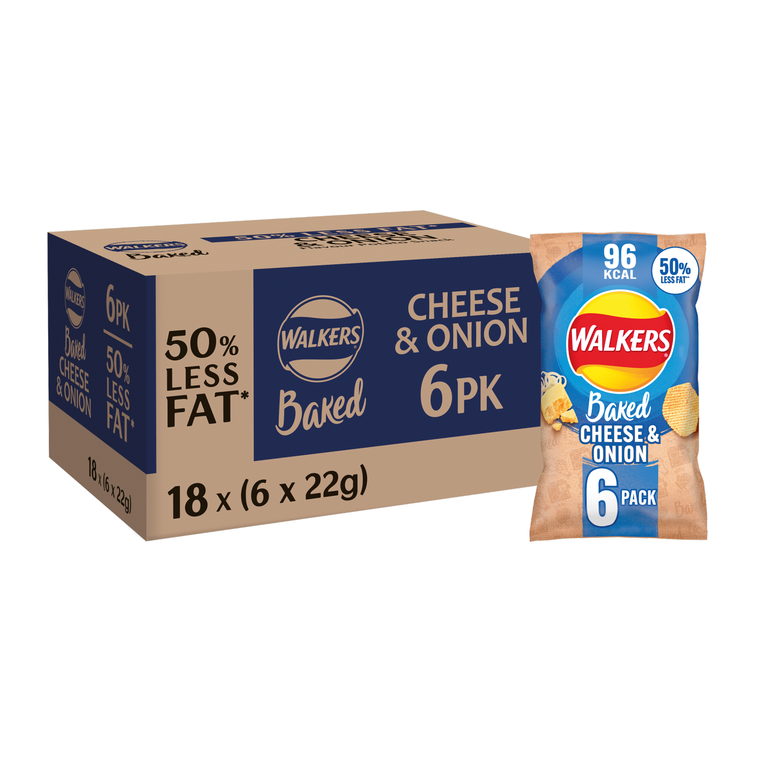 Walkers Baked Cheese & Onion Multipack Snacks Crisps 6 x 22g - UK Food & Drink - 5000328015873