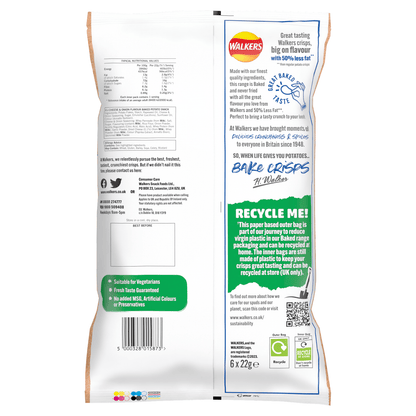 Walkers Baked Cheese & Onion Multipack Snacks Crisps 6 x 22g - UK Food & Drink - 5000328015873