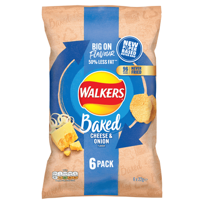 Walkers Baked Cheese & Onion Multipack Snacks Crisps 6 x 22g - UK Food & Drink - 5000328015873