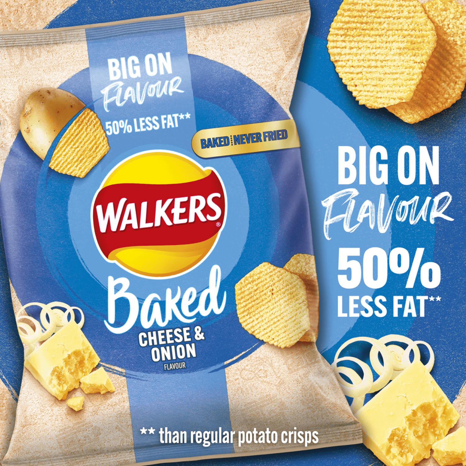 Walkers Baked Cheese & Onion Snacks Crisps 37.5g - UK Food & Drink - 5000328774800
