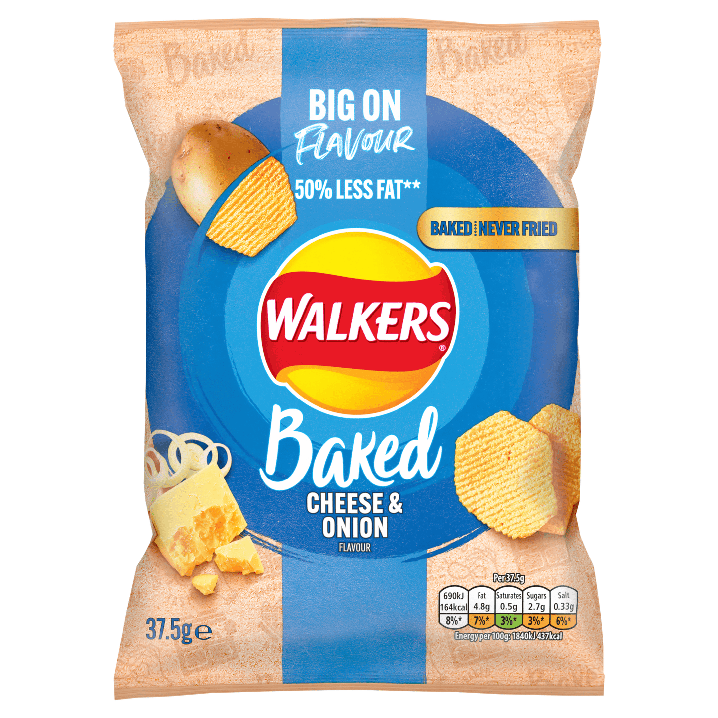 Walkers Baked Cheese & Onion Snacks Crisps 37.5g - UK Food & Drink - 5000328774800
