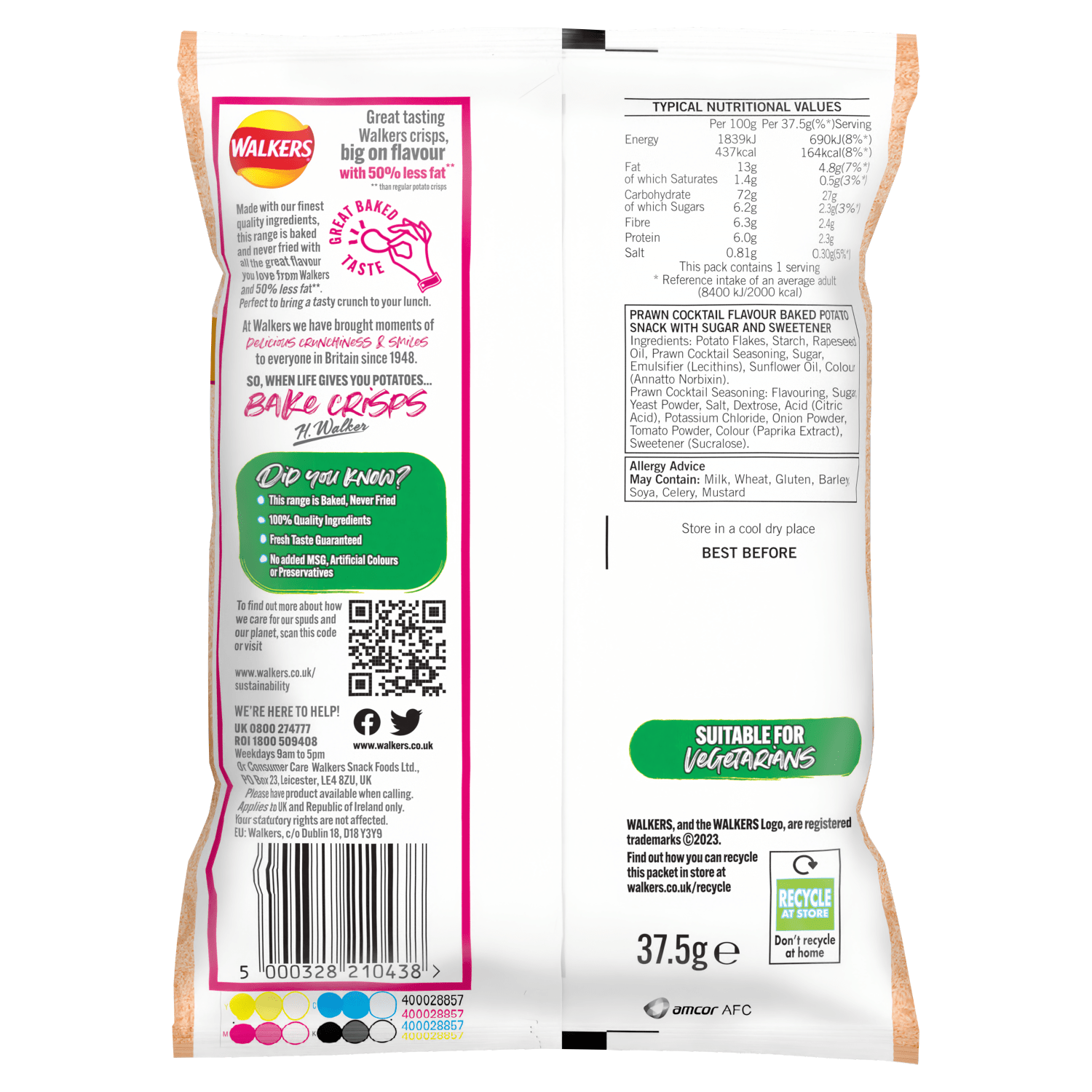 Walkers Baked Prawn Cocktail Snacks Crisps 37.5g - UK Food & Drink - 5000328210438